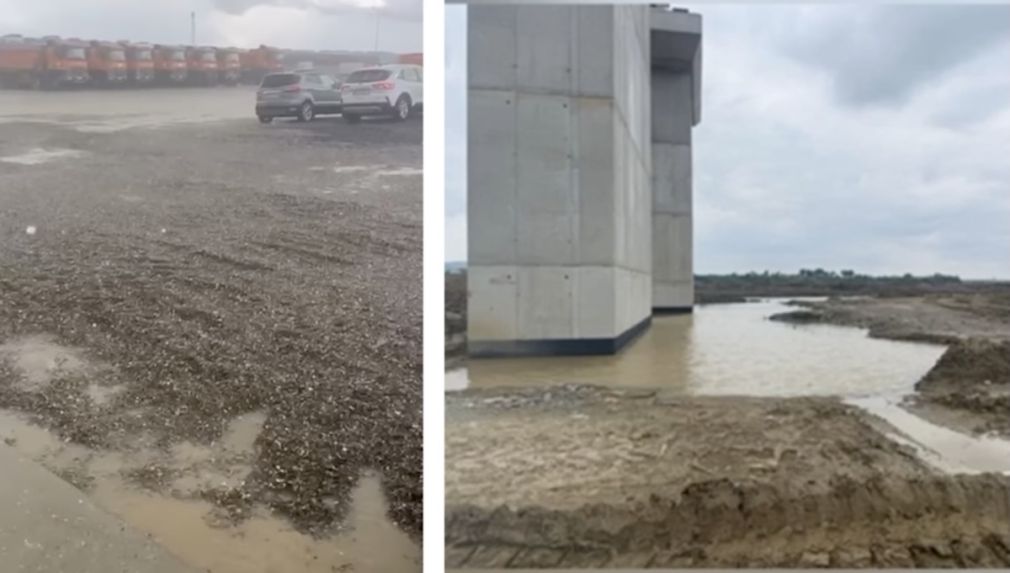 Inundațiile opresc lucrările pe Autostrada Transilvania. NU pot lucra utilajele