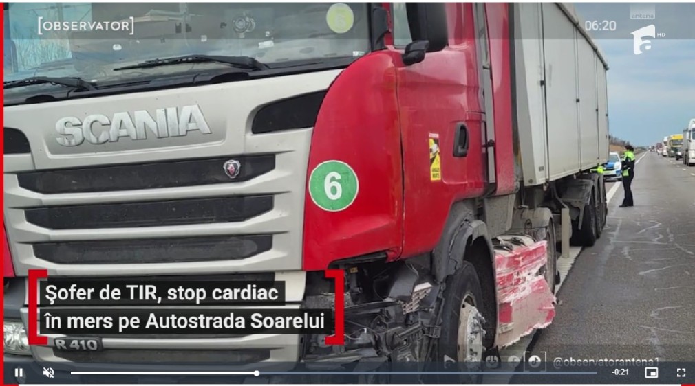VIDEO. Camion scăpat de sub control după ce șoferul a făcut atac de cord