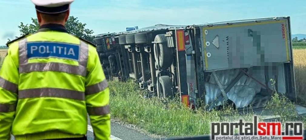 Un șofer beat de 71 de ani a ajuns cu un camion în șanț