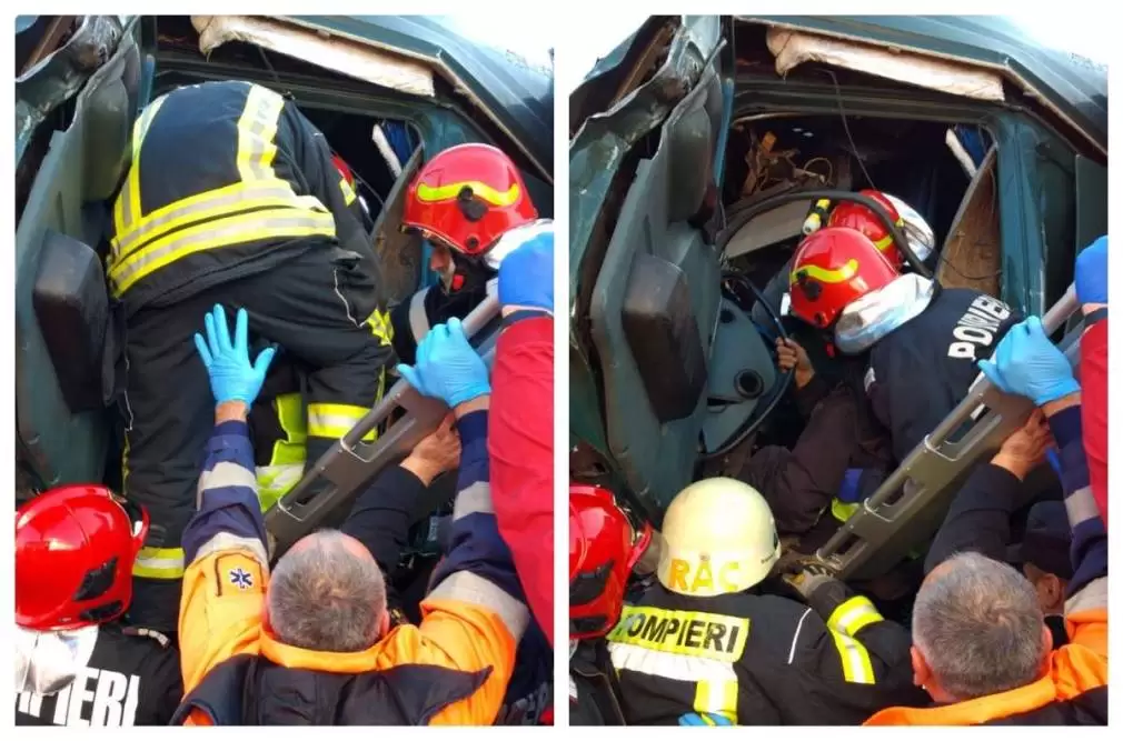 Simeria: șofer profesionist, strivit în cabina camionului