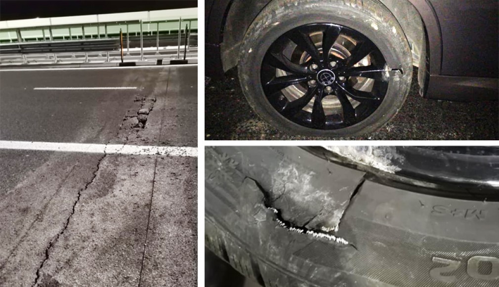 Şoferii şi-au rupt maşinile într-o groapă de pe autostrada inaugurată ieri de Klaus Iohannis şi Ludovic Orban
