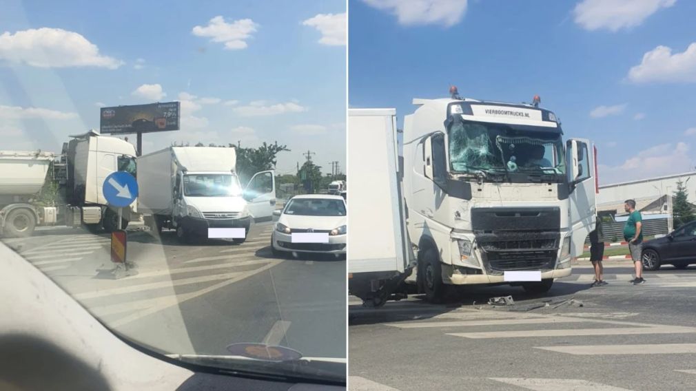 Grav accident cu o dubă și un camion pe centura București