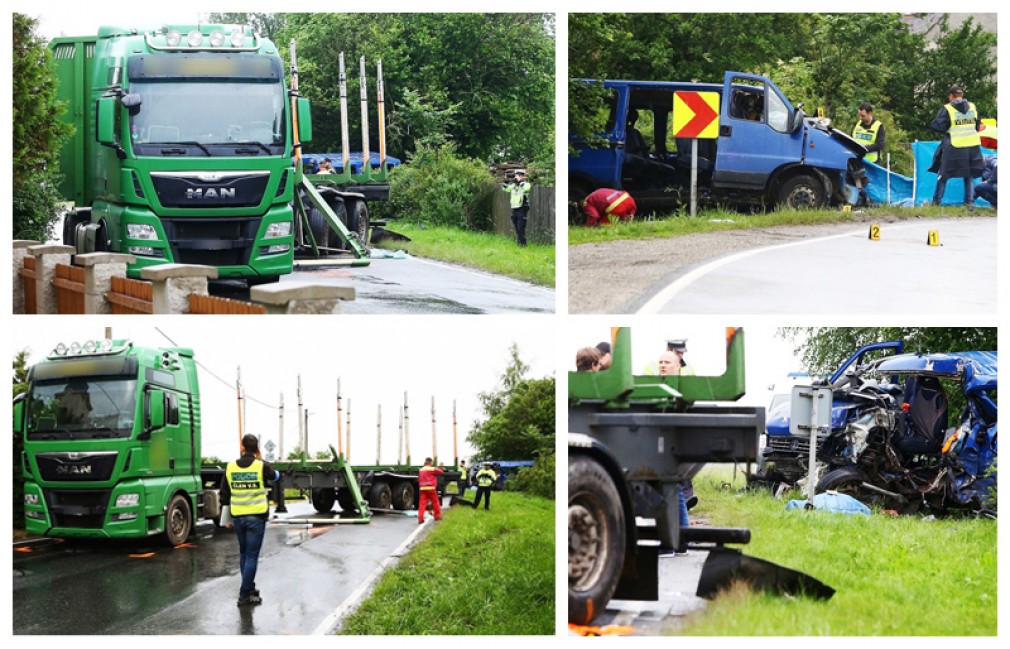 VIDEO: Microbuz cu români distrus de un camion, pe o șosea din Cehia. Un mort, șapte răniți