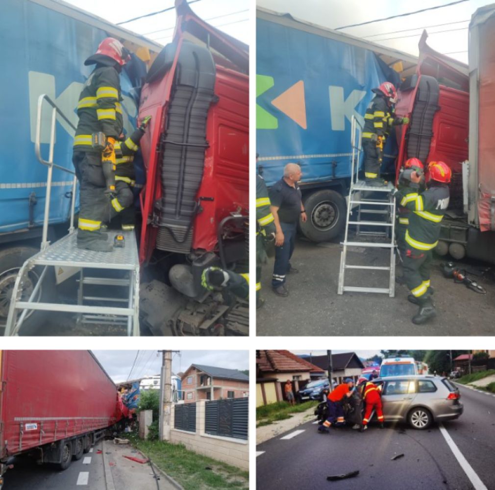 Valea Oltului a fost blocată după un accident cu 2 camioane