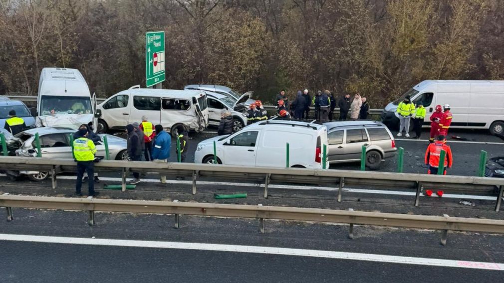 11 mașini implicate într-un accident rutier pe Autostrada 3