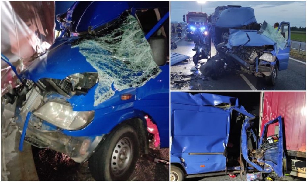 8 răniți, după ce un microbuz cu ucraineni s-a înfipt într-un camion