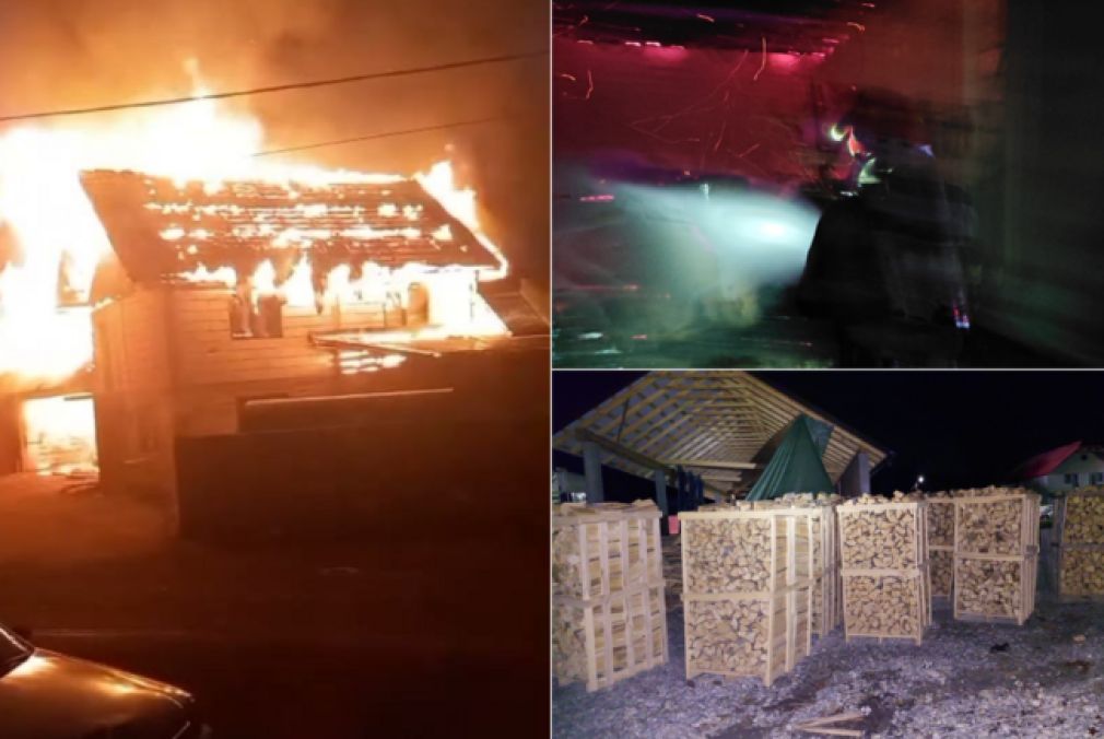 Incendiu violent la o fabrică. Pompierii au salvat un camion