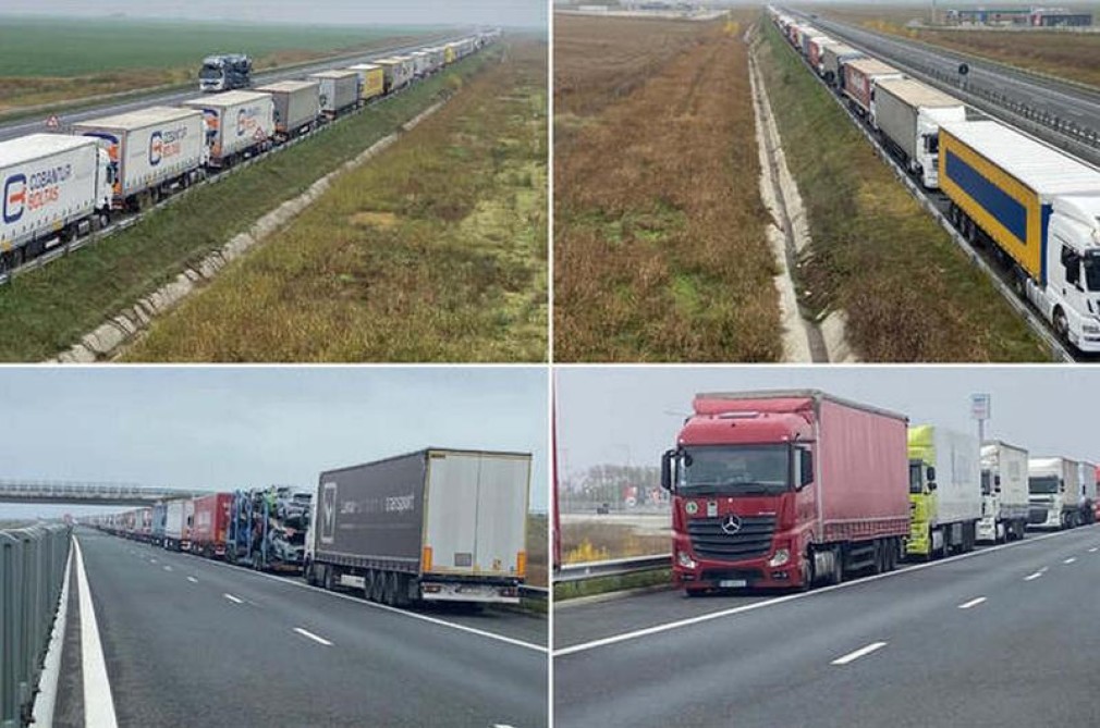 Cozile de camioane au până la 8 kilometri în vămile Nădlac II şi Vărşand