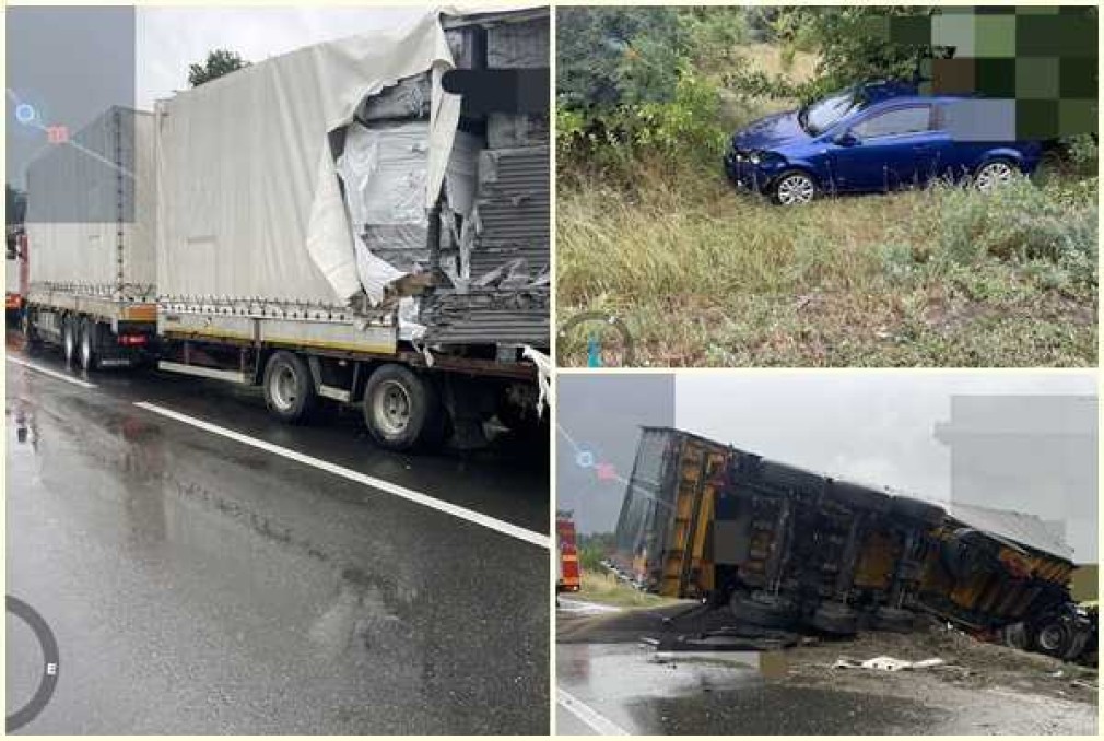 Două camioane și două autoturisme, implicate într-un accident rutier