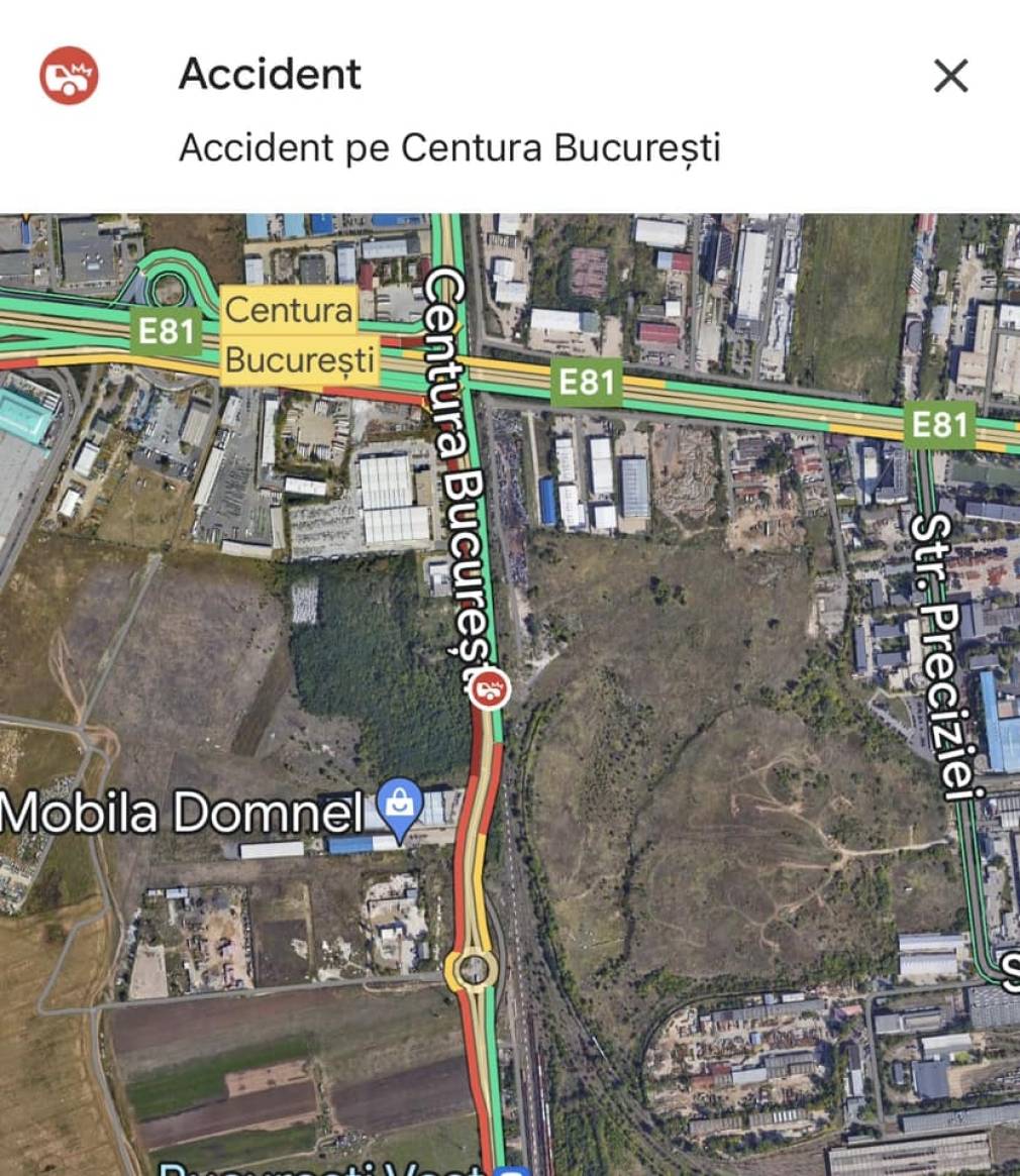 Camion răsturnat pe Centura Capitalei. Motorină pe carosabil