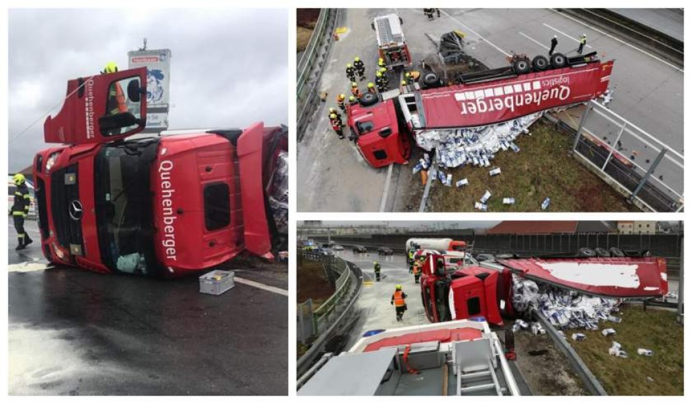 Austria: Camionul unui șofer român, răsturnat de un şofer maghiar