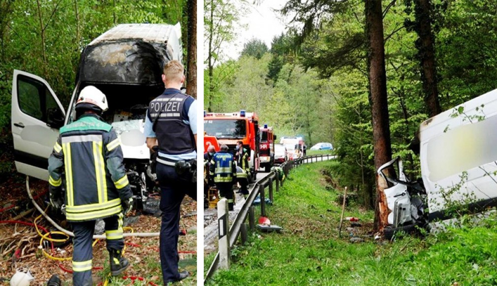 Germania. Șofer român de 22 de ani, ars de viu în duba cuprinsă de flăcări