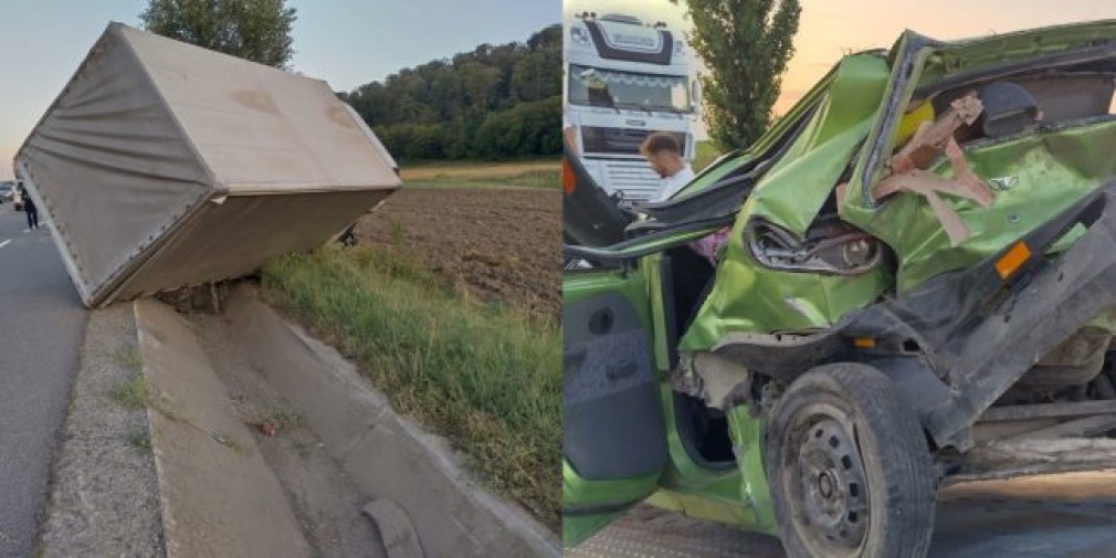 Bacău. Accident cu 4 victime între un autoturism și un camion