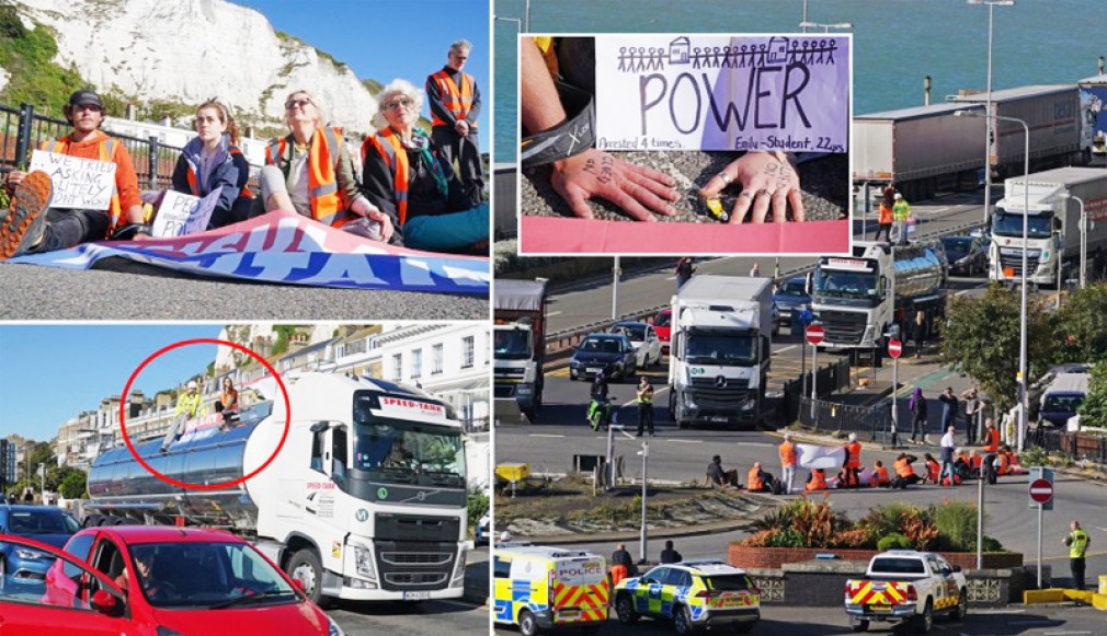 VIDEO. Marea Britanie. Accesul camioanelor spre portul Dover, blocat de militanţi ecologişti