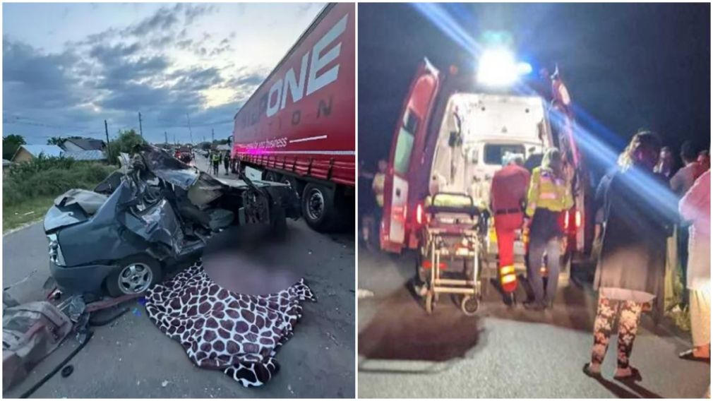 Doi tineri, morți într-un Logan zdrobit de camion. Șoferul nu avea permis