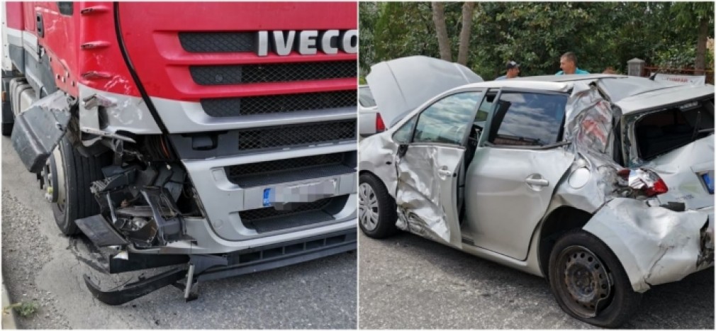 Două victime în accidentul dintre un camion și două autoturisme