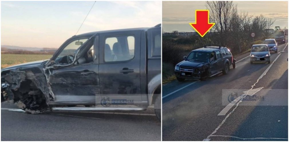 Un SUV s-a izbit puternic de un camion
