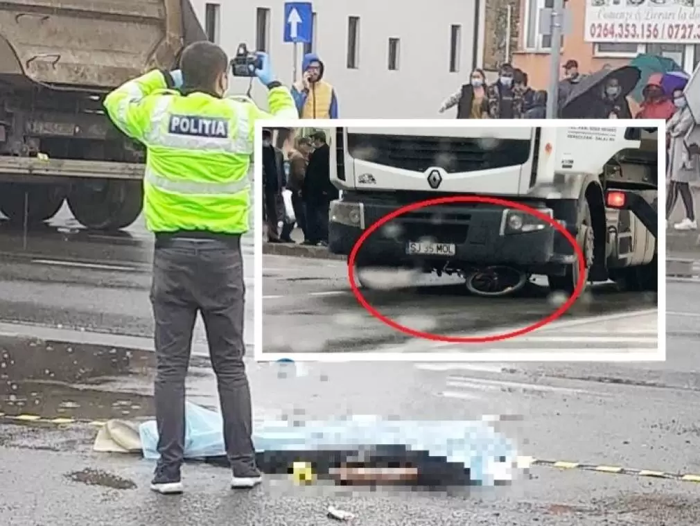 VIDEO: Huedin. Biciclist, mort sub un camion