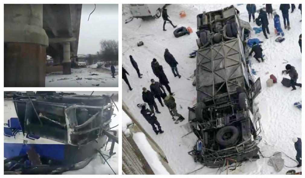 VIDEO: 19 morţi și 22 de răniţi într-un autocar care a căzut de pe pod