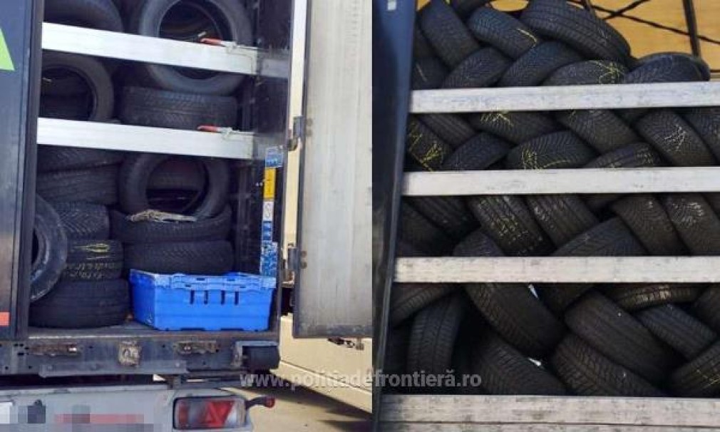 Un camion cu 10 tone de cauciucuri uzate din Germania oprit de vameși
