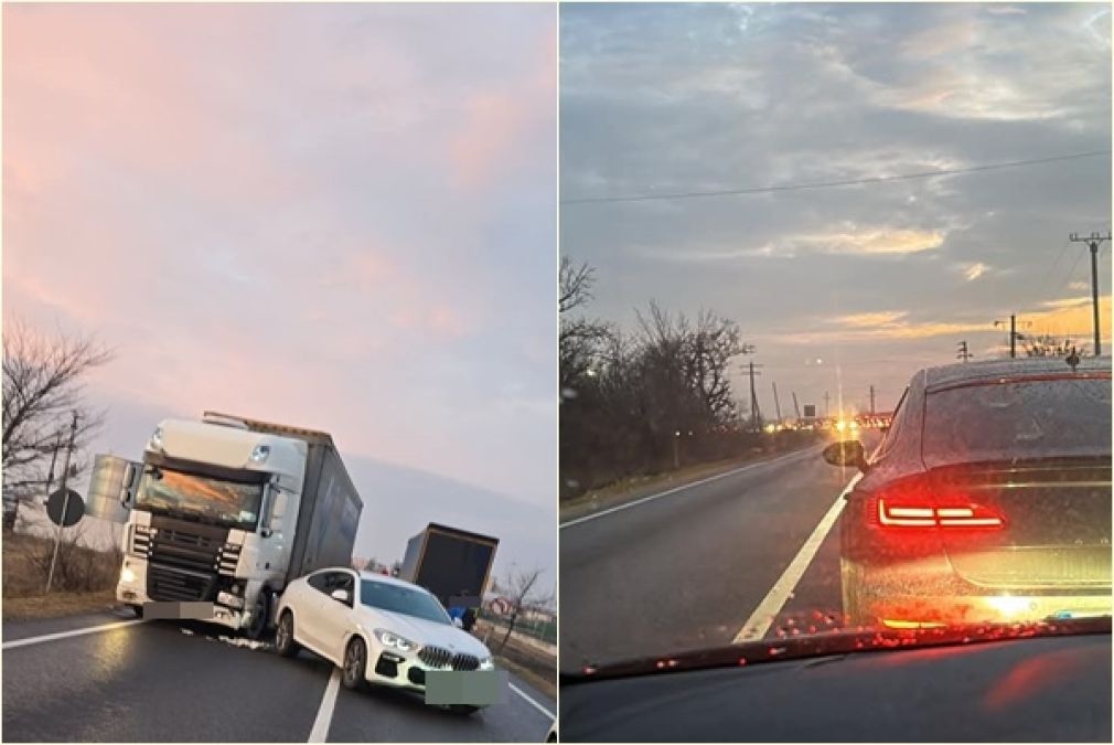 Un BMW a refuzat să îi facă loc unui camion